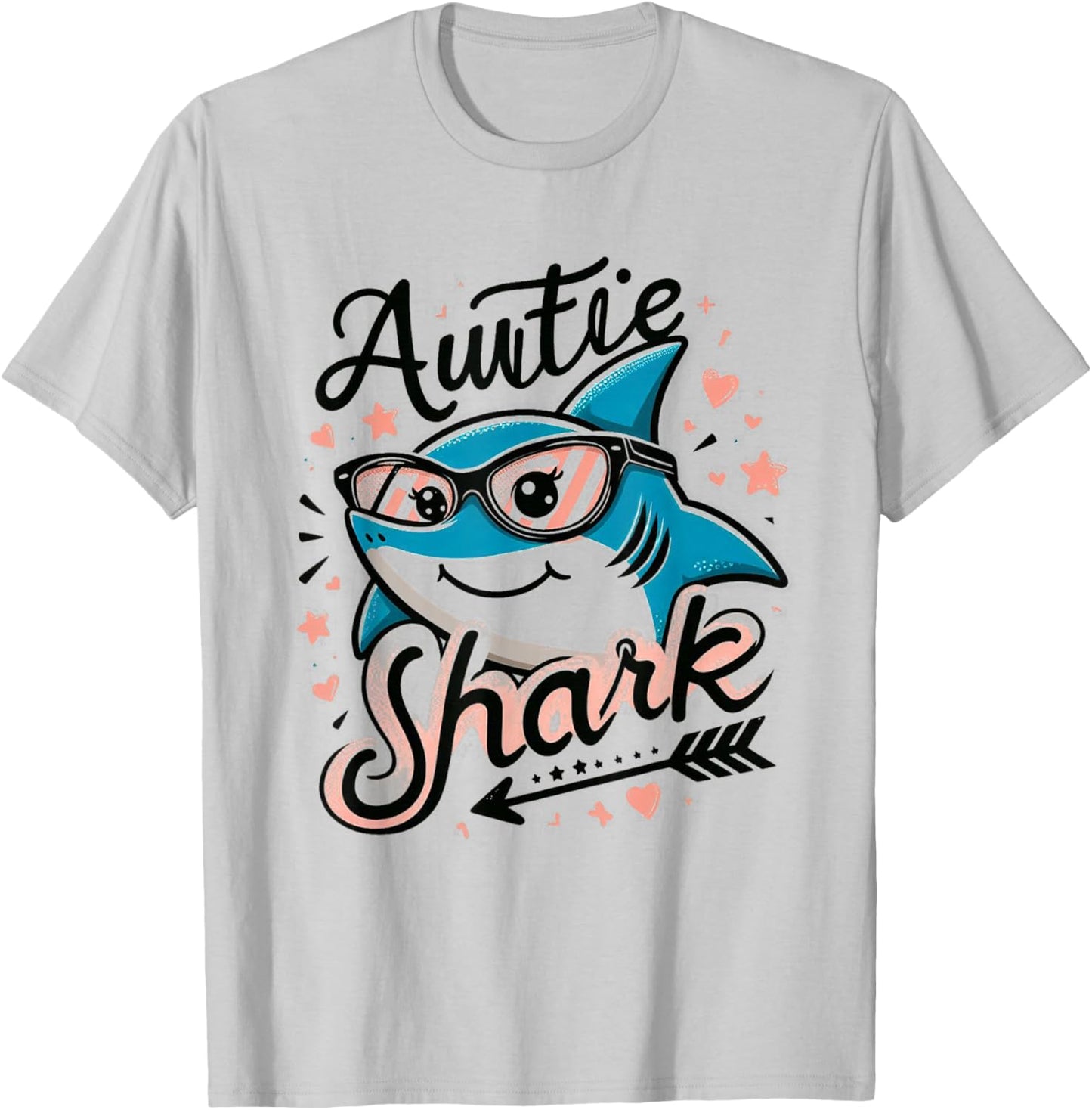 Auntie Shark Funny Shark Matching Family T-Shirt - T-Shirt | Ash