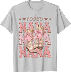 Rodeo Nana Pink Boots Coquette Cow-Girl Birthday Party T-Shirt - T-Shirt | Ash