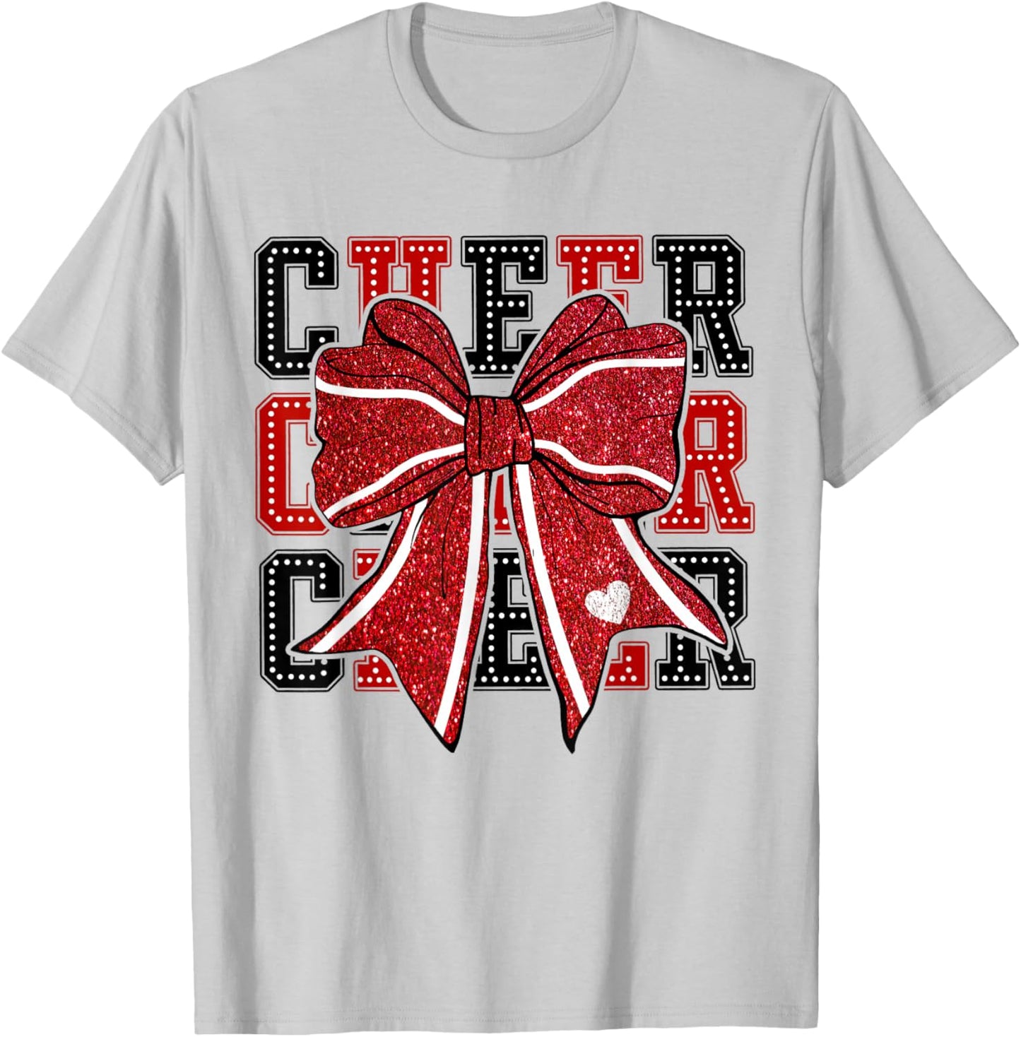 Cheerleading Coquette Black and Red Cheer Mom Football Team T-Shirt - T-Shirt | Ash