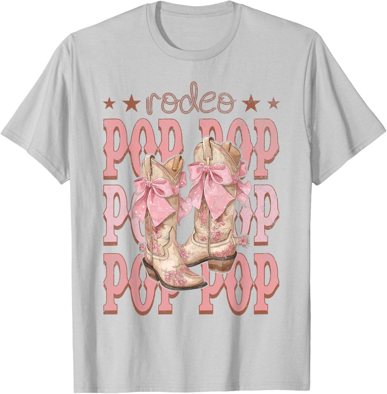 Rodeo Pop Pop Pink Boots Coquette Cow-Girl Birthday Party T-Shirt - T-Shirt | Ash