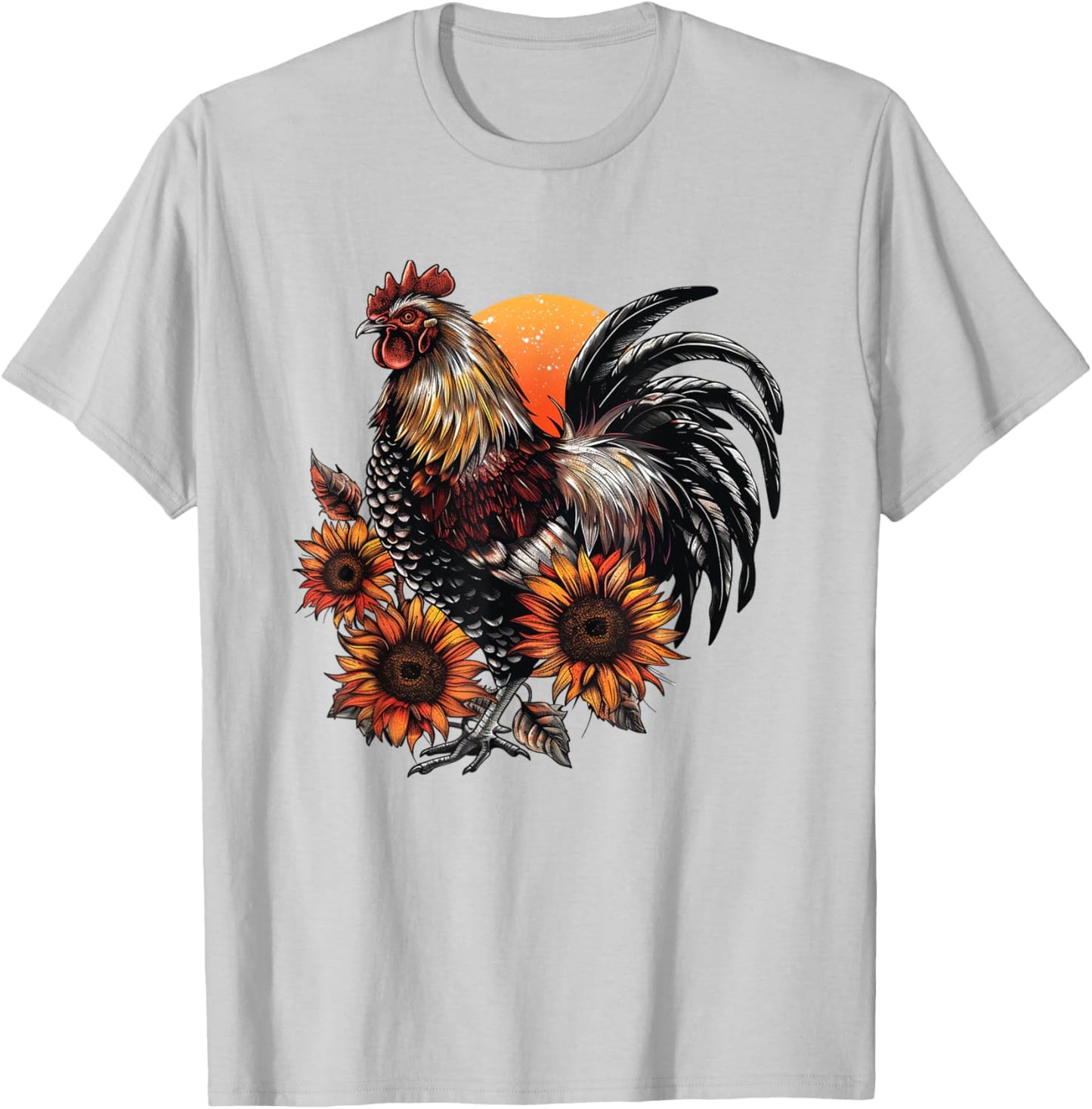 Rooster Orange Pattern Rooster Women Men T-Shirt - T-Shirt | Ash