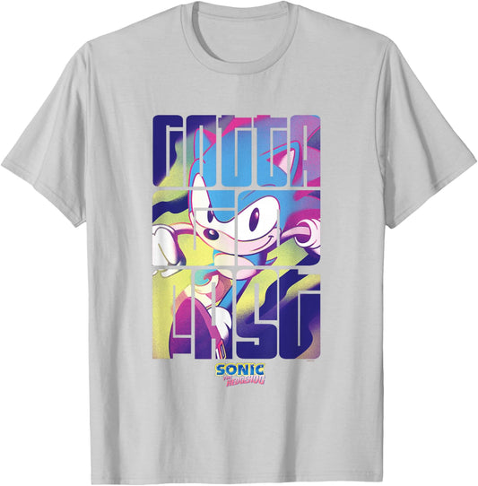 Sonic The Hedgehog Gotta Go Fast Vintage Logo T-Shirt - T-Shirt | Ash