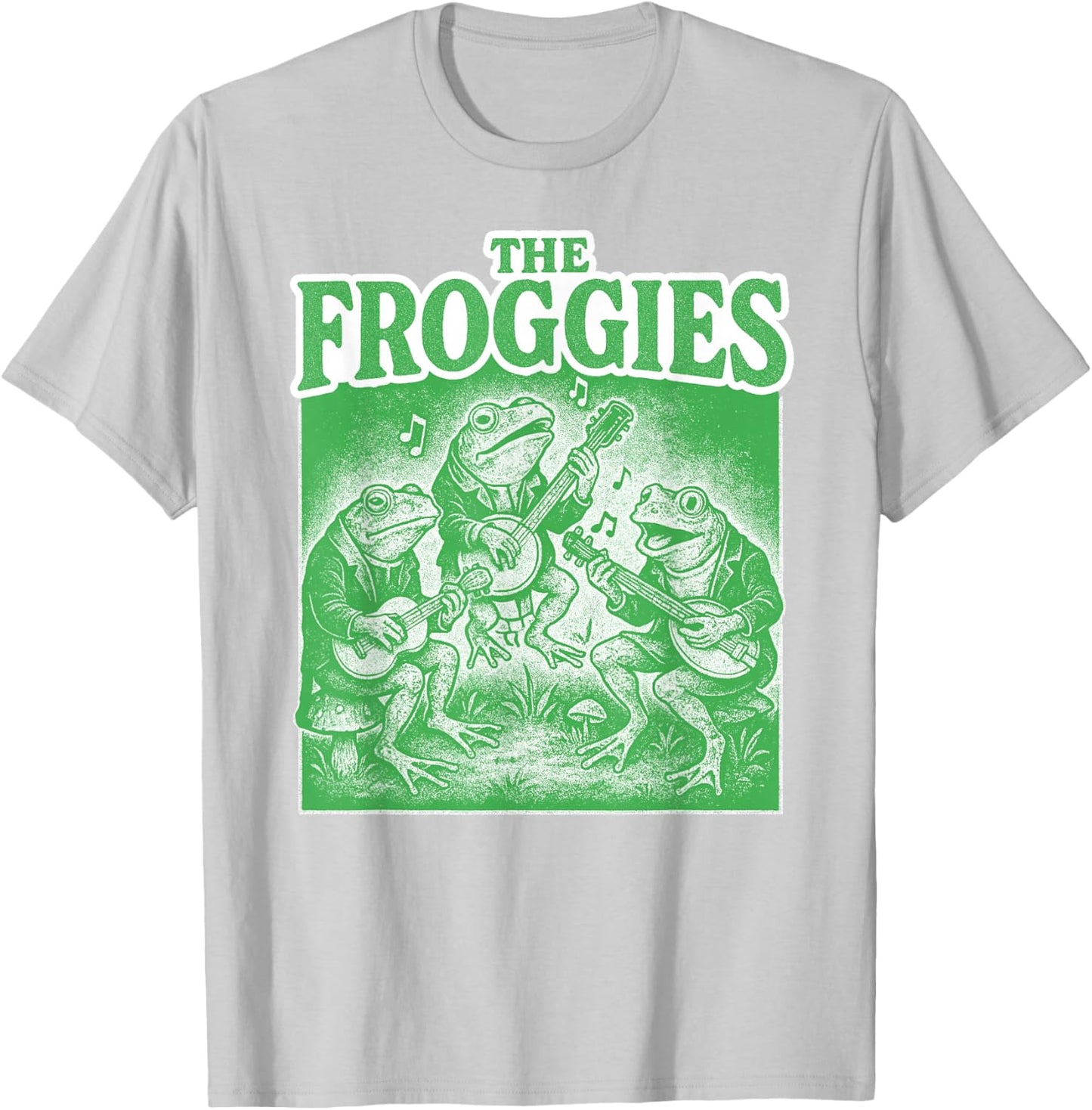 The Froggies Frog Band Art - Vintage Musical Frogs T-Shirt - T-Shirt | Ash