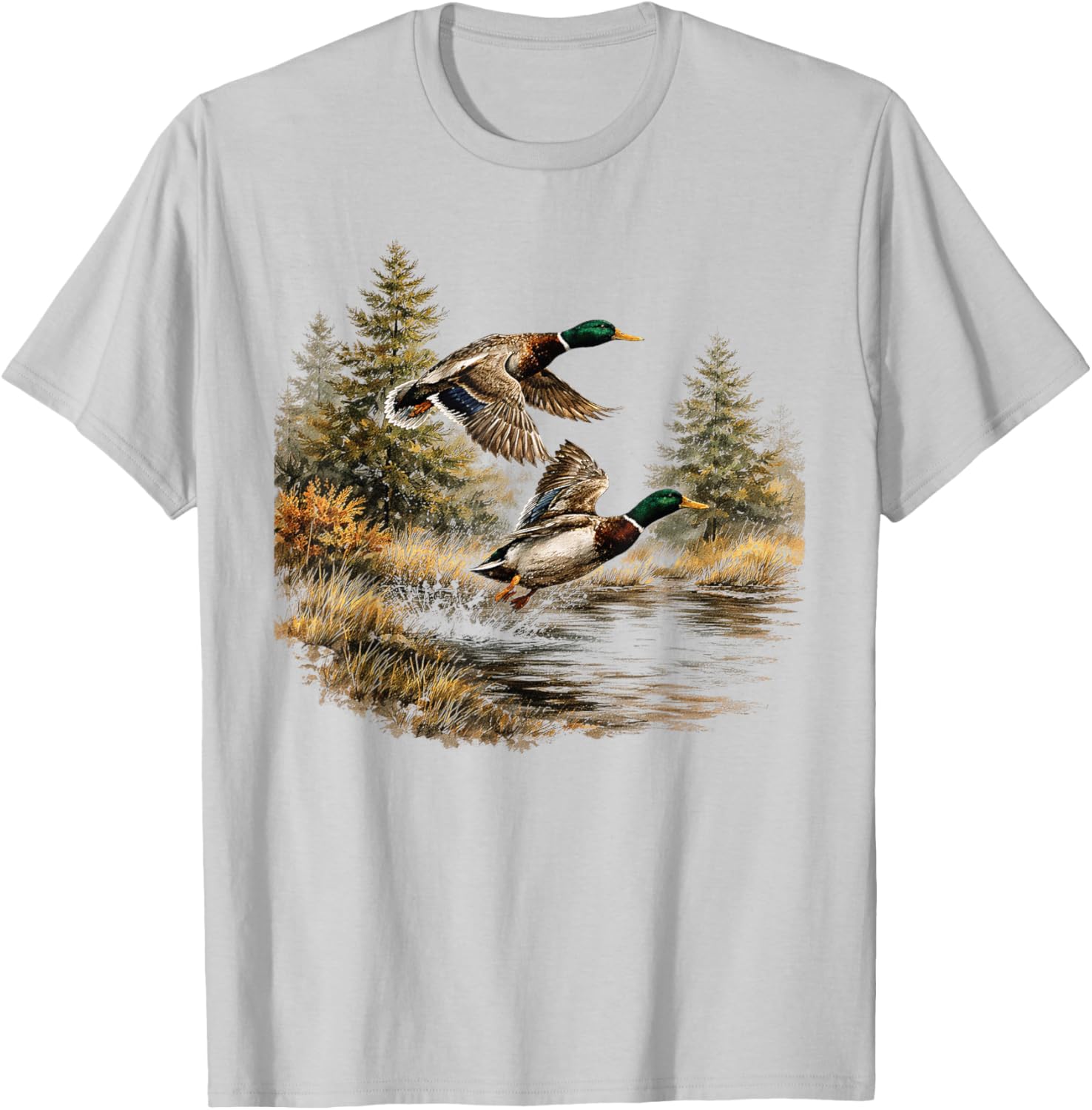 Vintage Wildlife 90s Mallard Ducks Hunting Season T-Shirt - T-Shirt | Ash