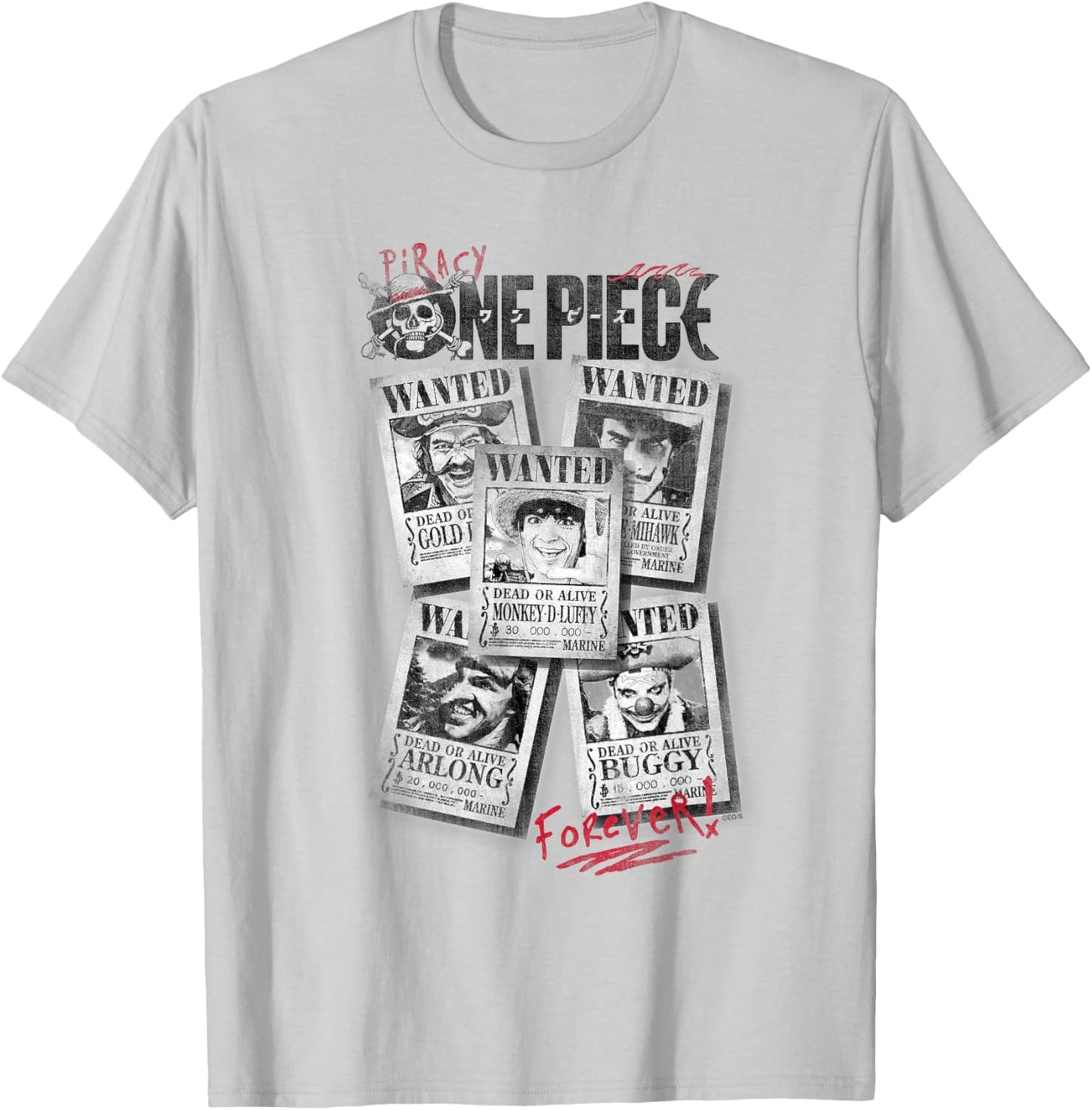 One Piece Wanted Posters T-Shirt - T-Shirt | Ash