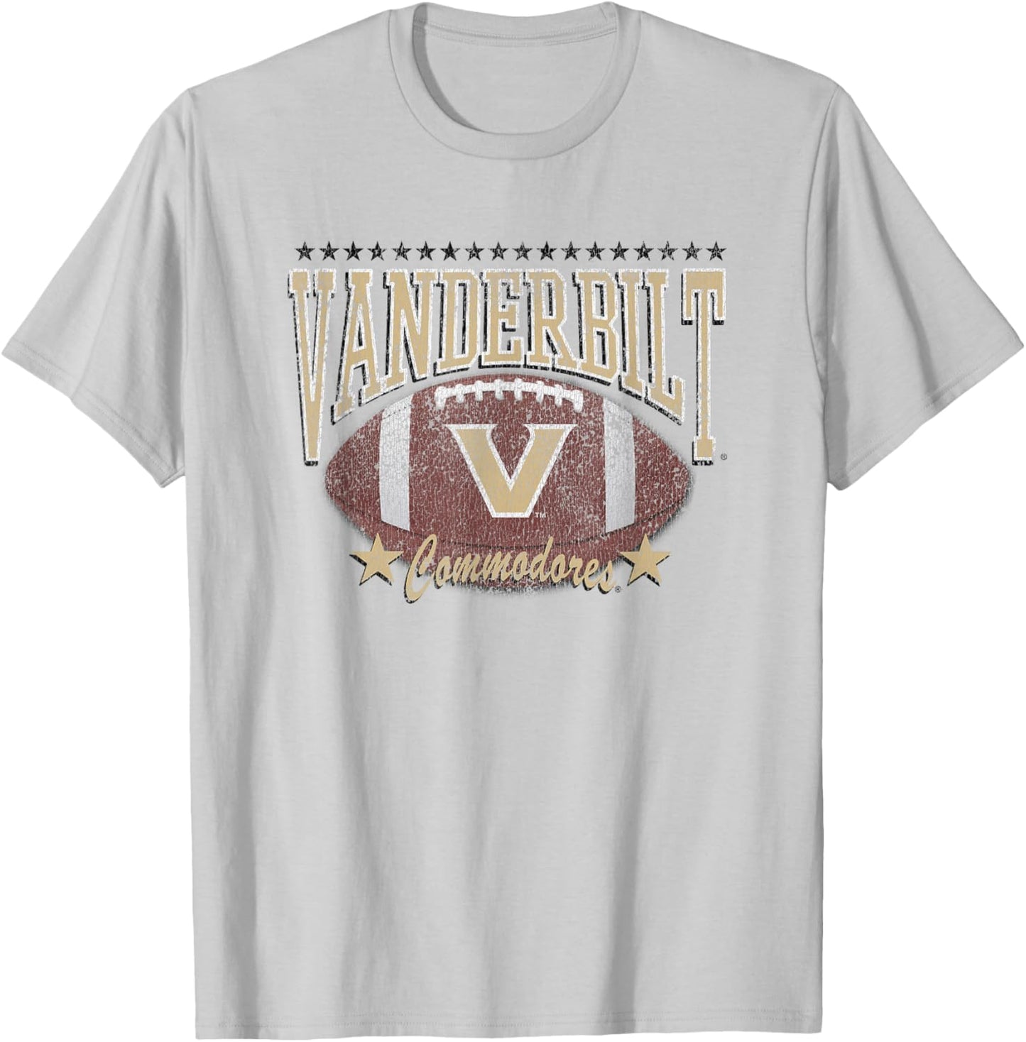 Vanderbilt Commodores Football Vintage Stars Gray T-Shirt - T-Shirt | Ash
