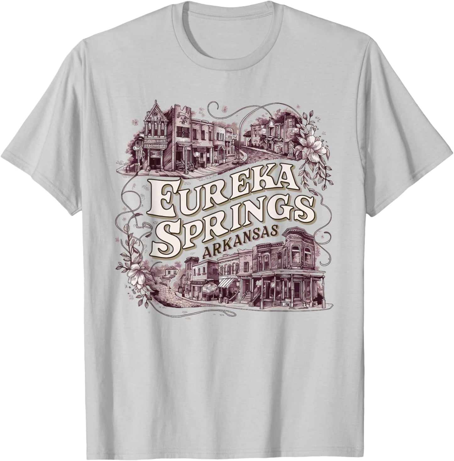 Eureka Springs Arkansas Vintage Travel Town T-Shirt - T-Shirt | Ash