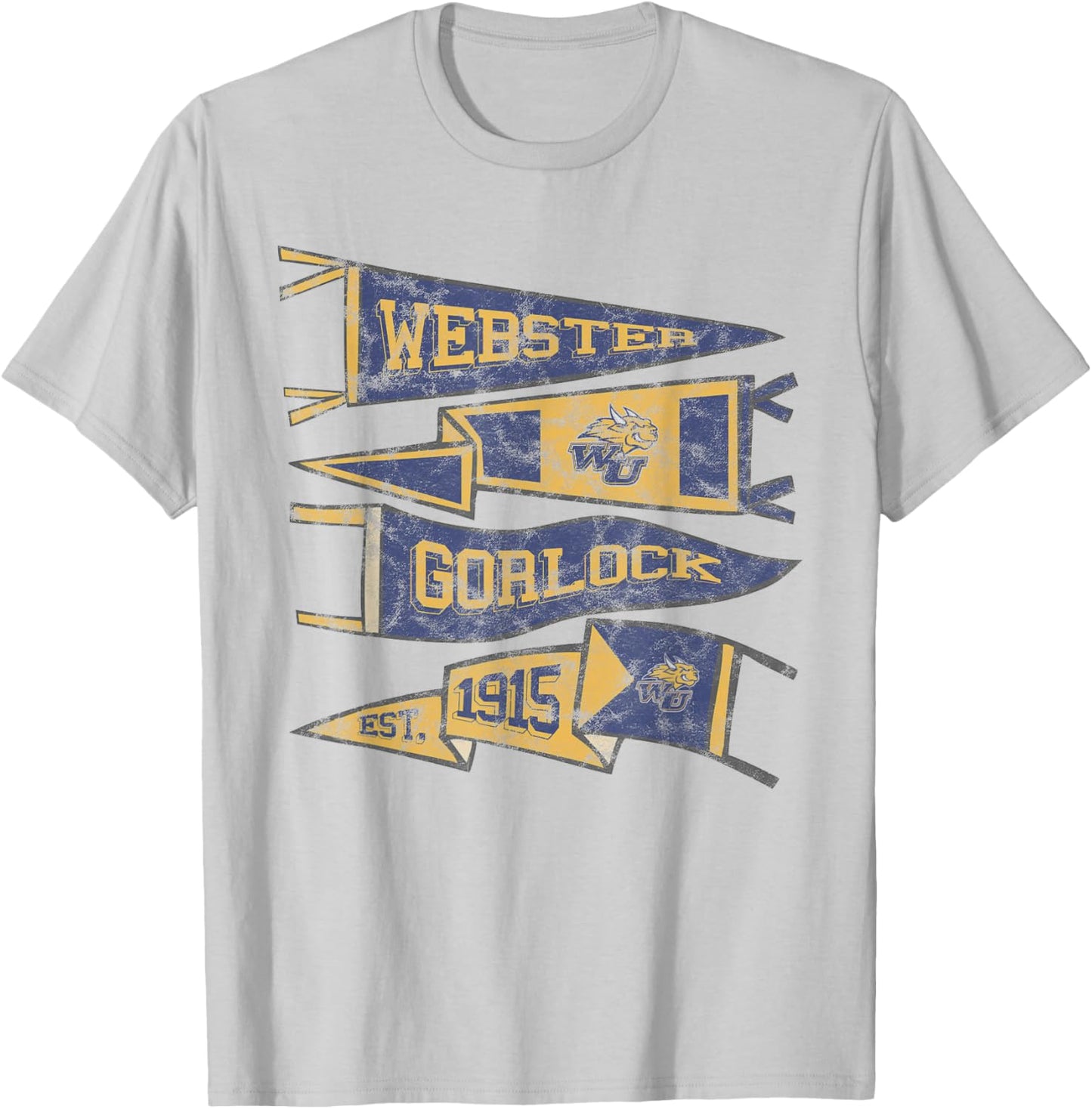 Webster University Gorloks Distressed Pennants T-Shirt - T-Shirt | Ash