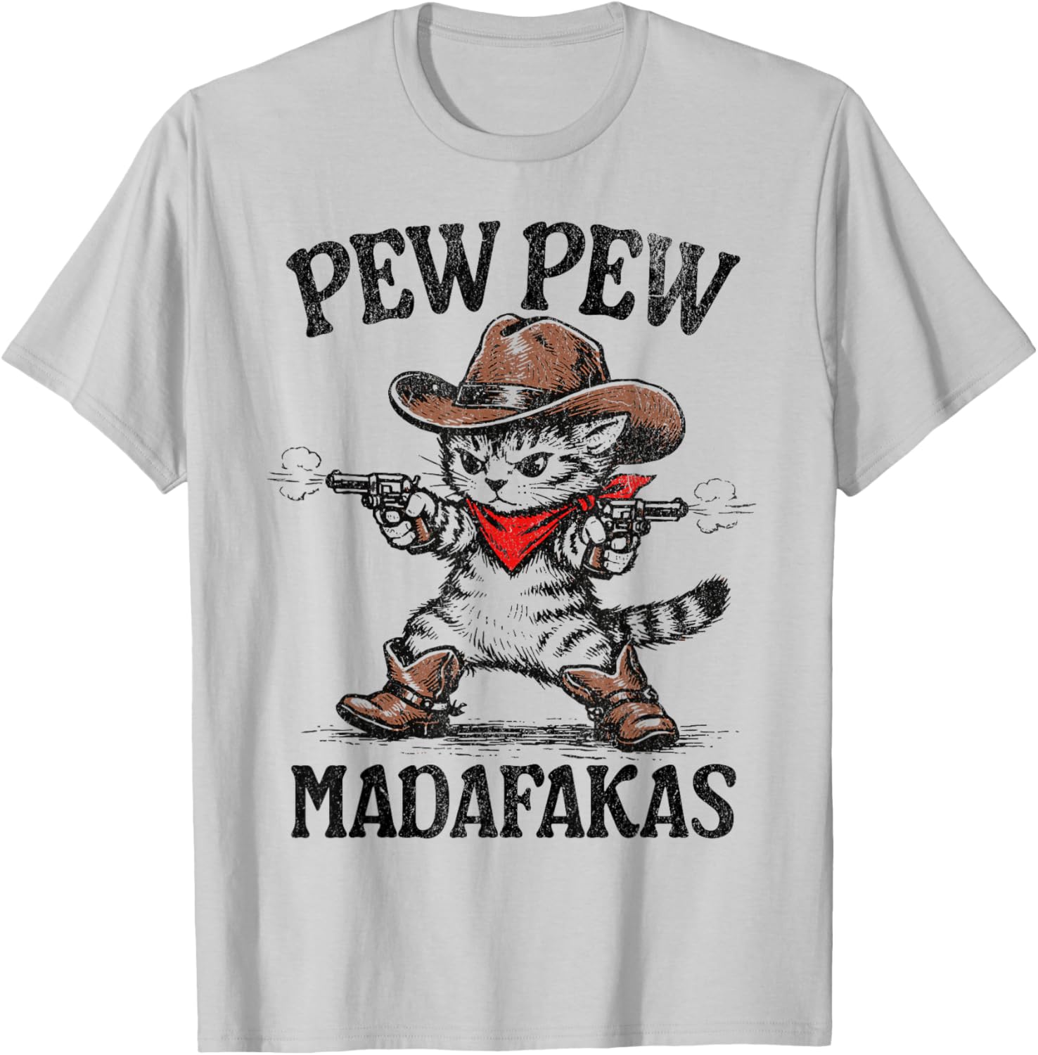 Pew Pew Madafakas - Cowboy Kitten T-Shirt - T-Shirt | Ash