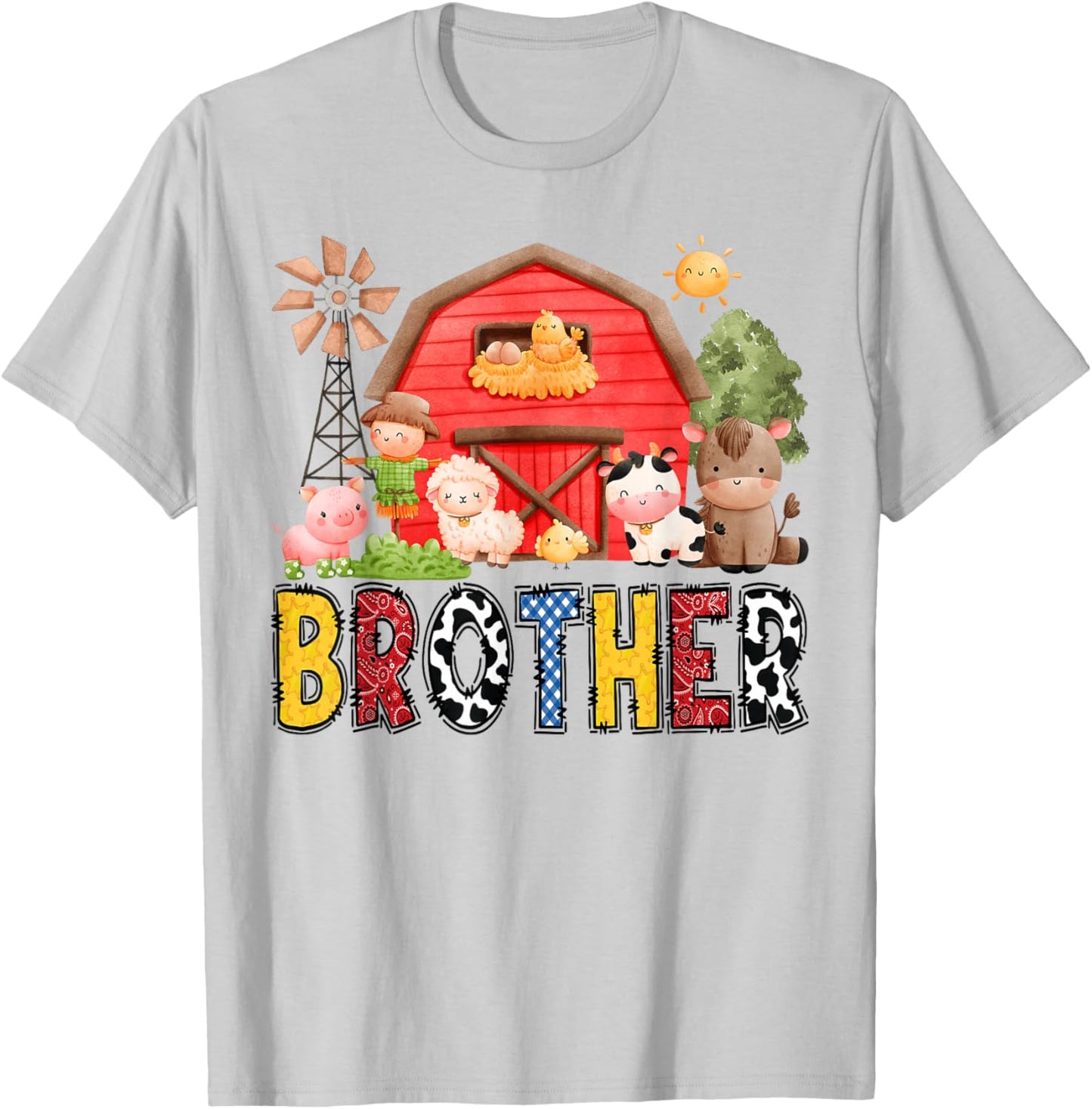 Brother Farm Cow Birthday Boy Matching Family Matching T-Shirt - T-Shirt | Ash