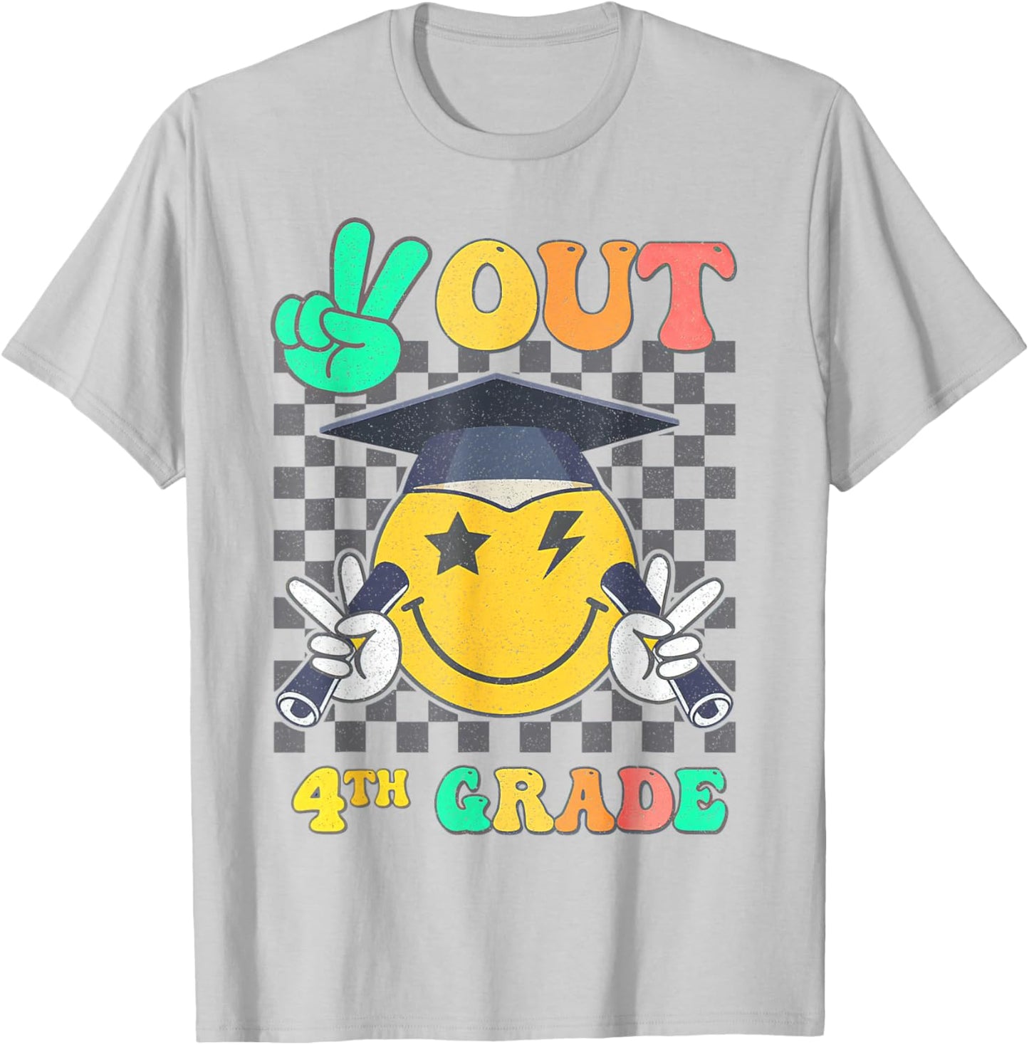 Peace Out 4th Grade Graduation Last Day School Fourth Grade T-Shirt - T-Shirt | Ash