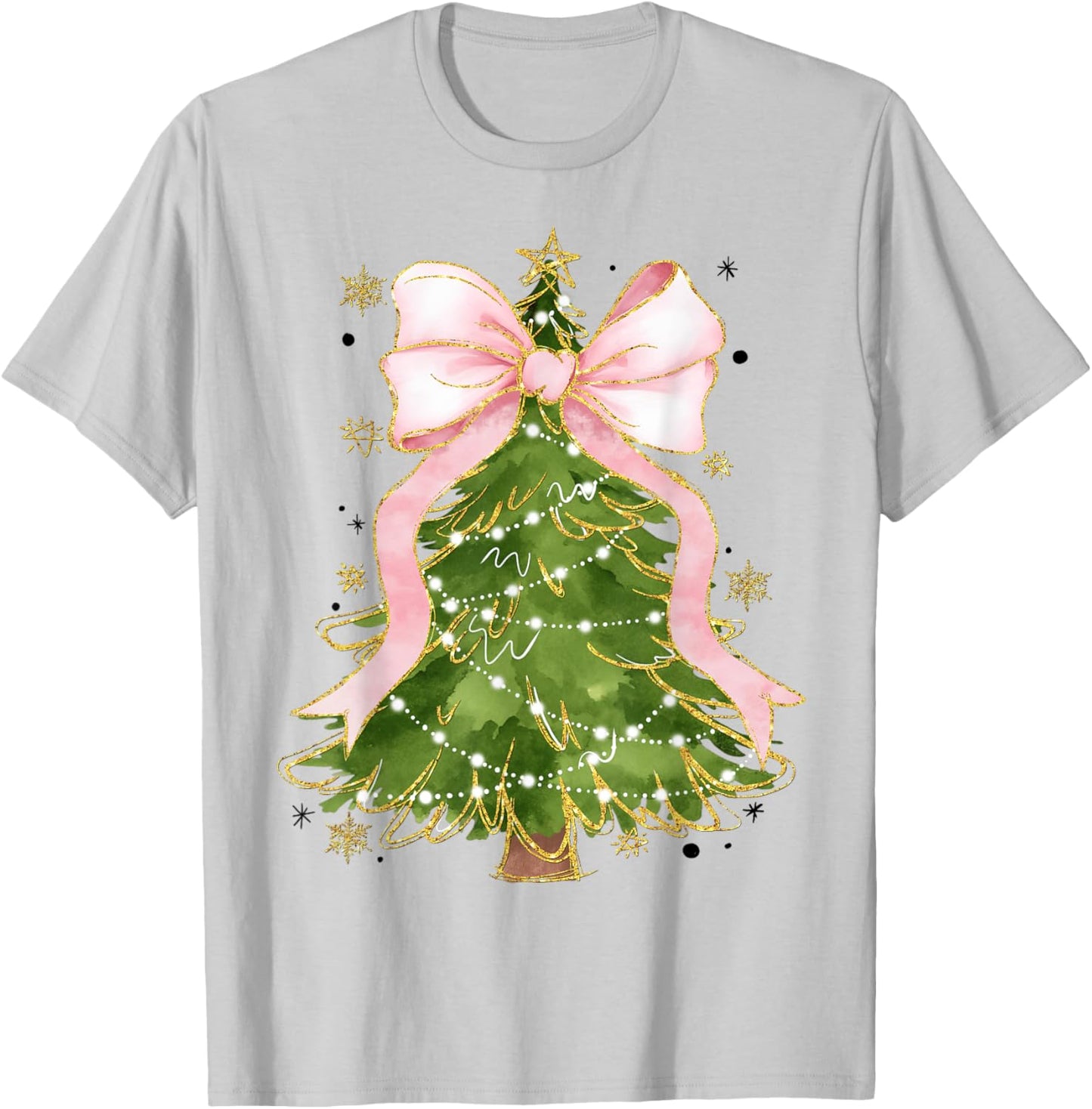 Coquette Bow Christmas Tree Xmas Holiday Girly Outfit Women T-Shirt - T-Shirt | Ash