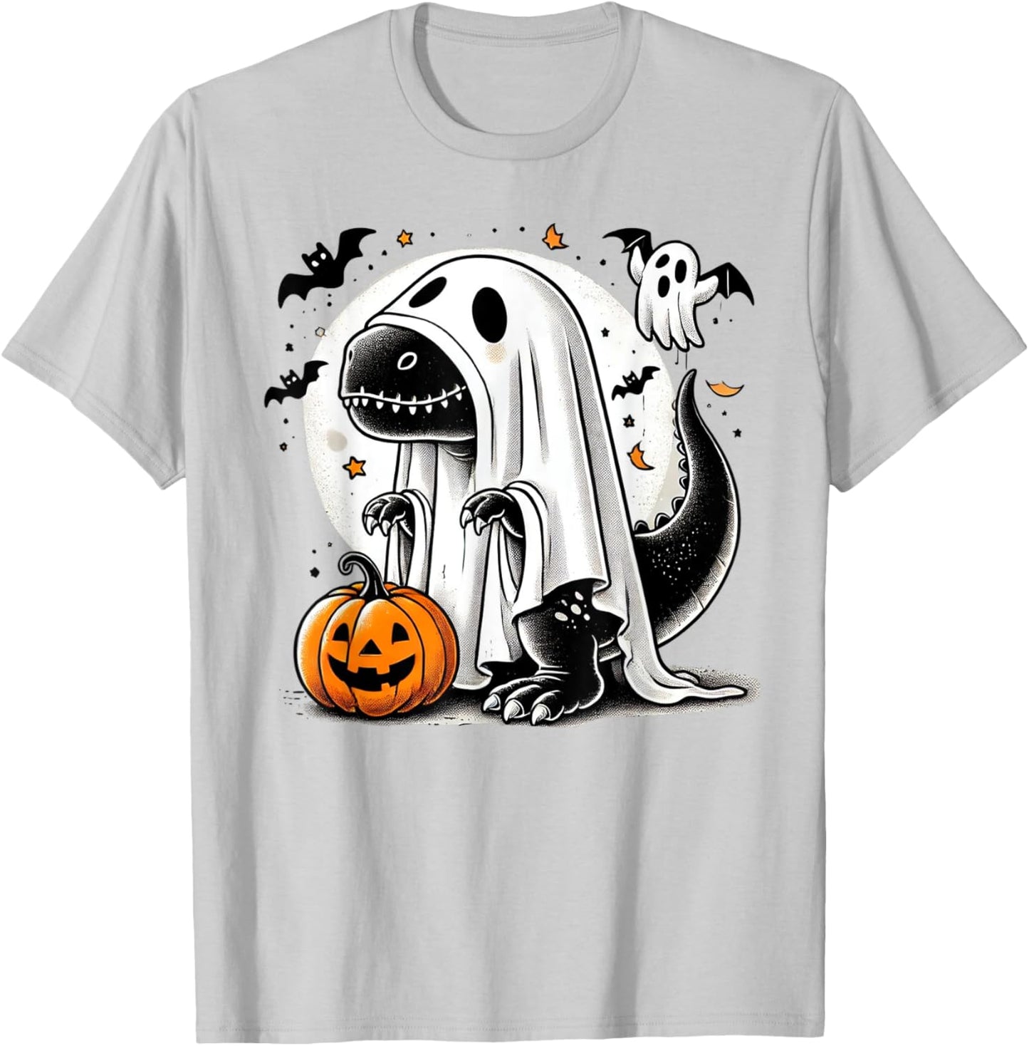 Funny T-Rex Ghost Dinosaur Halloween Costume Tyrannosaurus T-Shirt - T-Shirt | Ash