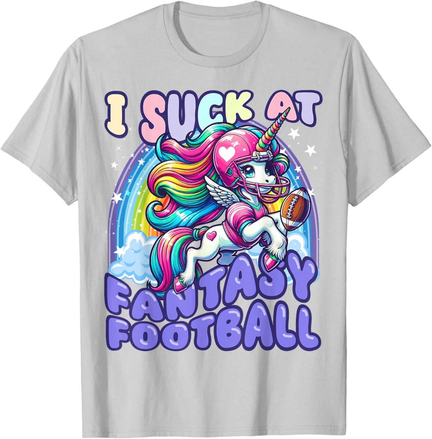 I Suck at Fantasy Football Unicorn Rainbow Loser Men T-Shirt - T-Shirt | Ash