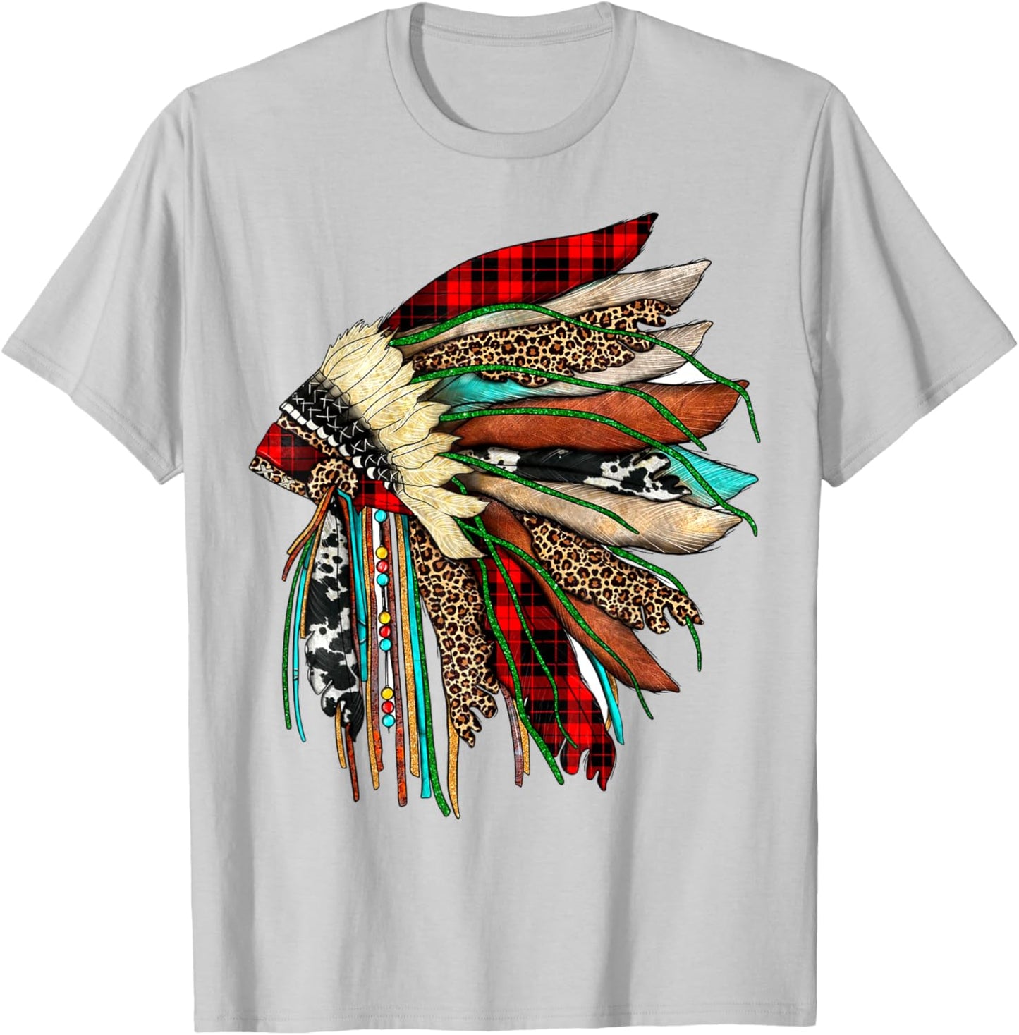 Headdress Native Indian Warrior Chief Vintage Design T-Shirt - T-Shirt | Ash