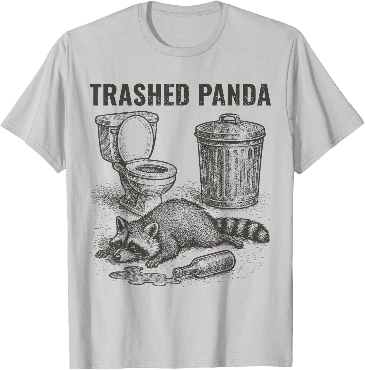 Trashed Panda Drunk Raccoon T-Shirt - T-Shirt | Ash