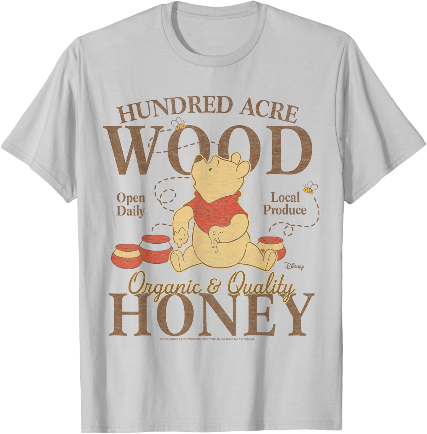 Winnie The Pooh - Hundred Acre Wood Pooh Organic Honey T-Shirt - T-Shirt | Ash