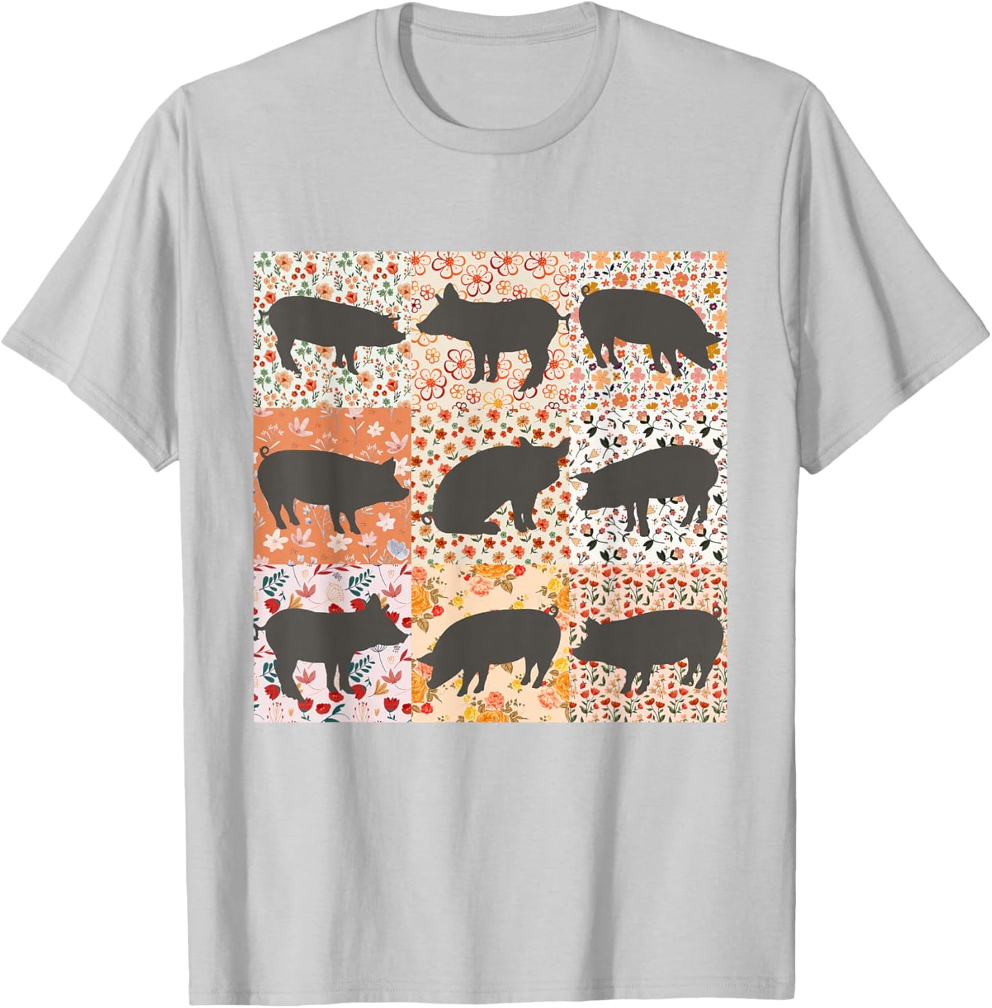 Pig Mom Pig Lover Show Mom Farm Life Farmer Floral Boho Pig T-Shirt - T-Shirt | Ash