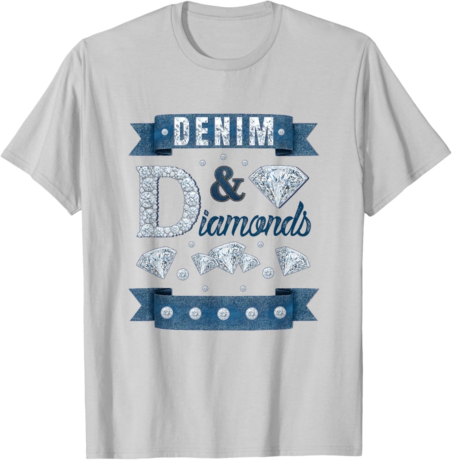 Denim and Diamonds Western Cowgirl Glam Style Men T-Shirt - T-Shirt | Ash