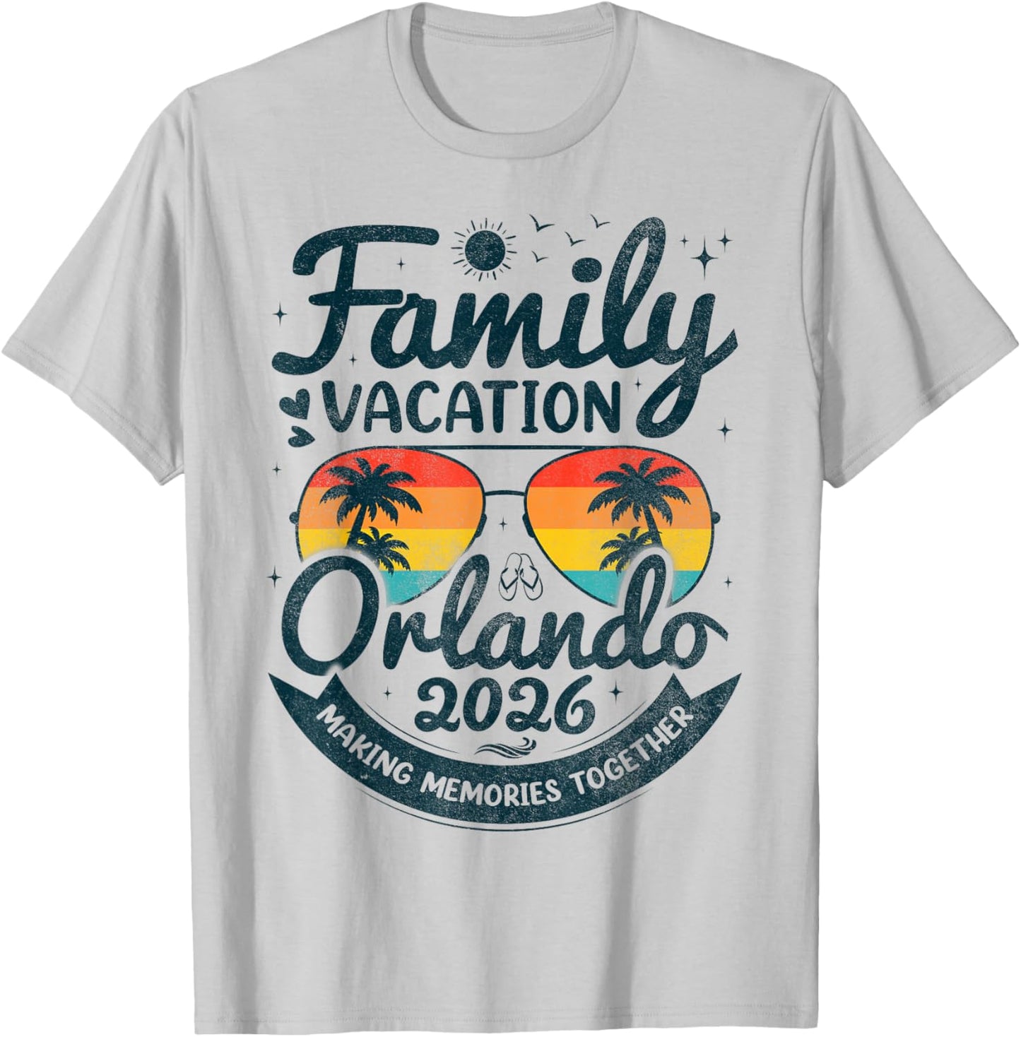 Family Vacation Orlando Beach 2026 Vintage Florida Group T-Shirt - T-Shirt | Ash