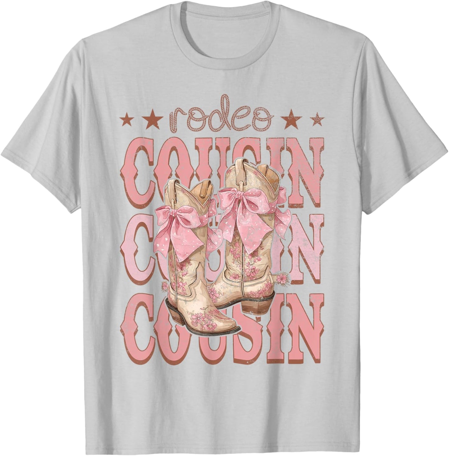 Rodeo Cousin Pink Boots Coquette Cow-Girl Birthday Party T-Shirt - T-Shirt | Ash