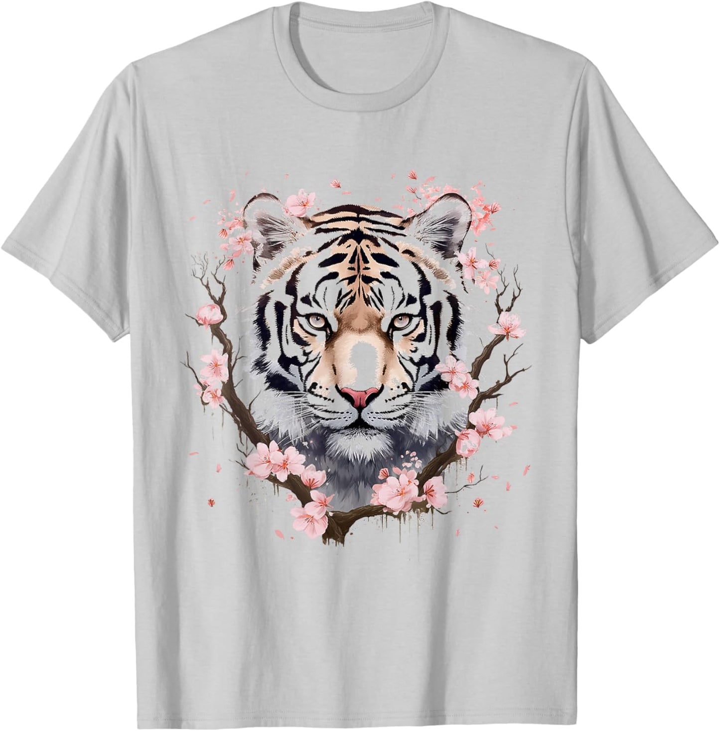 Tiger Animal Nature Motif Abstract Art Face Tiger T-Shirt - T-Shirt | Ash