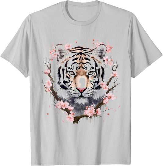 Tiger Animal Nature Motif Abstract Art Face Tiger T-Shirt - T-Shirt | Ash