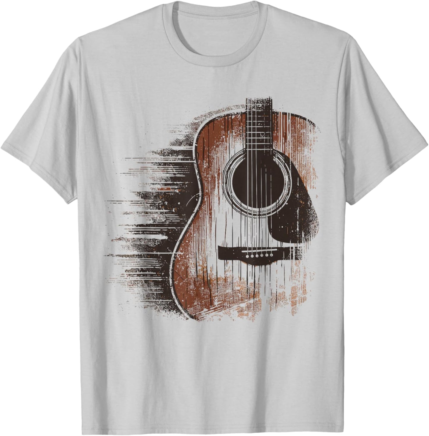 Musician Guitarist Distressed Acoustic Guitar , -Adults, Blue, Small, Short Sleeve T-Shirt - T-Shirt | Ash