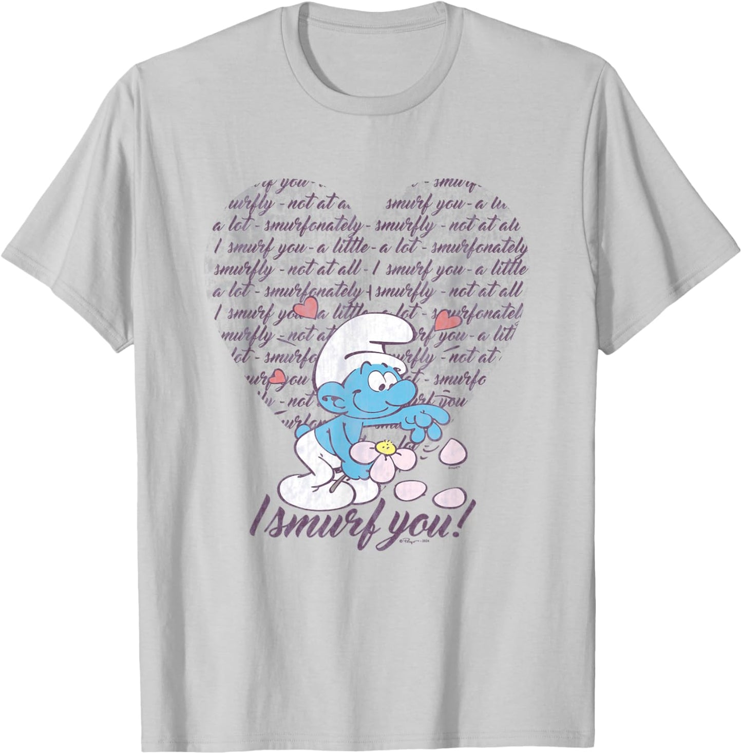 The Smurfs Valentine's Day I Smurf You! Vintage Heart Logo T-Shirt - T-Shirt | Ash