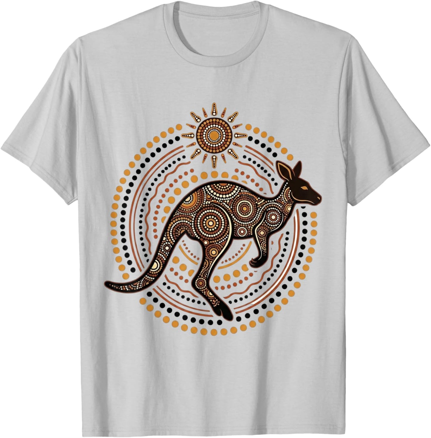 Australian Kangaroo Aboriginal Dot Art T-Shirt - T-Shirt | Ash