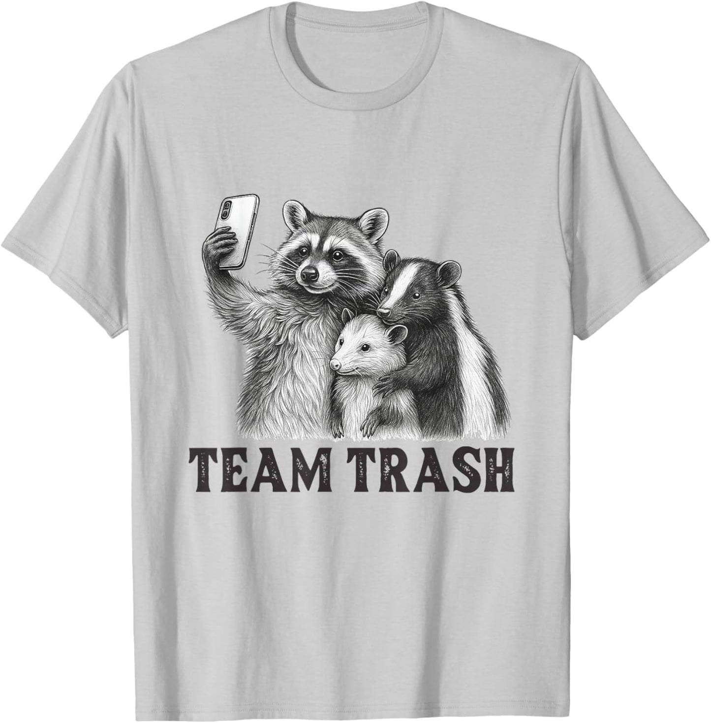 Team Trash Raccoon Opossum Skunk Sunglasses Feral Cats T-Shirt - T-Shirt | Ash