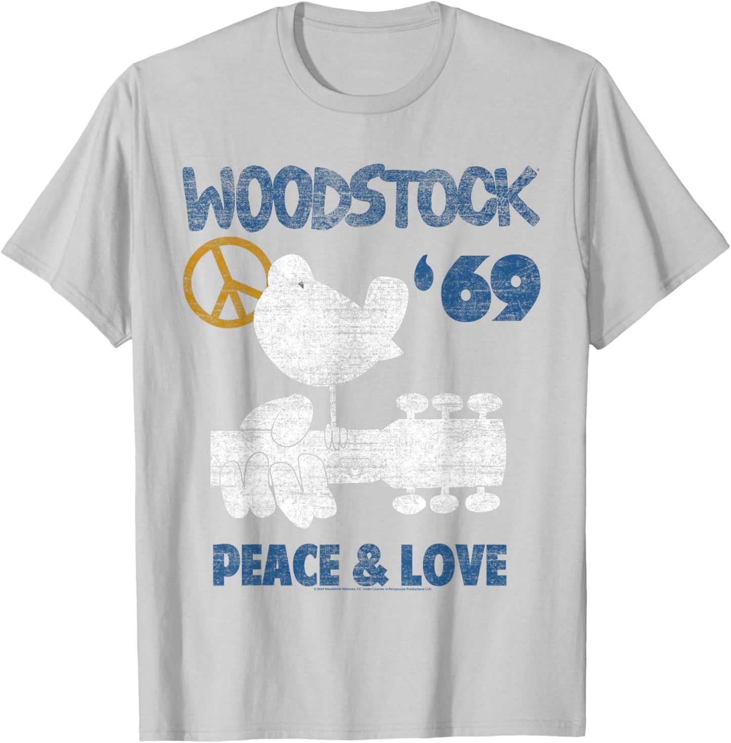 Woodstock Peace and Love T-Shirt - T-Shirt | Ash