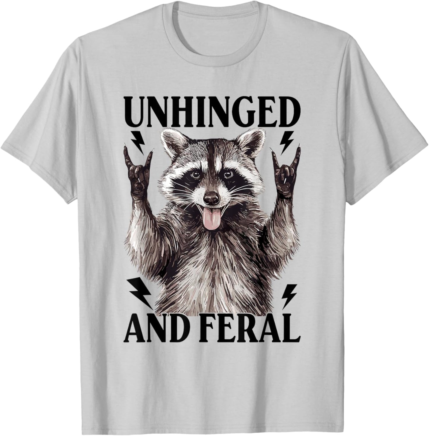 Unhinged And Feral Raccoon Vintage Cartoon Animal Feral Girl T-Shirt - T-Shirt | Ash
