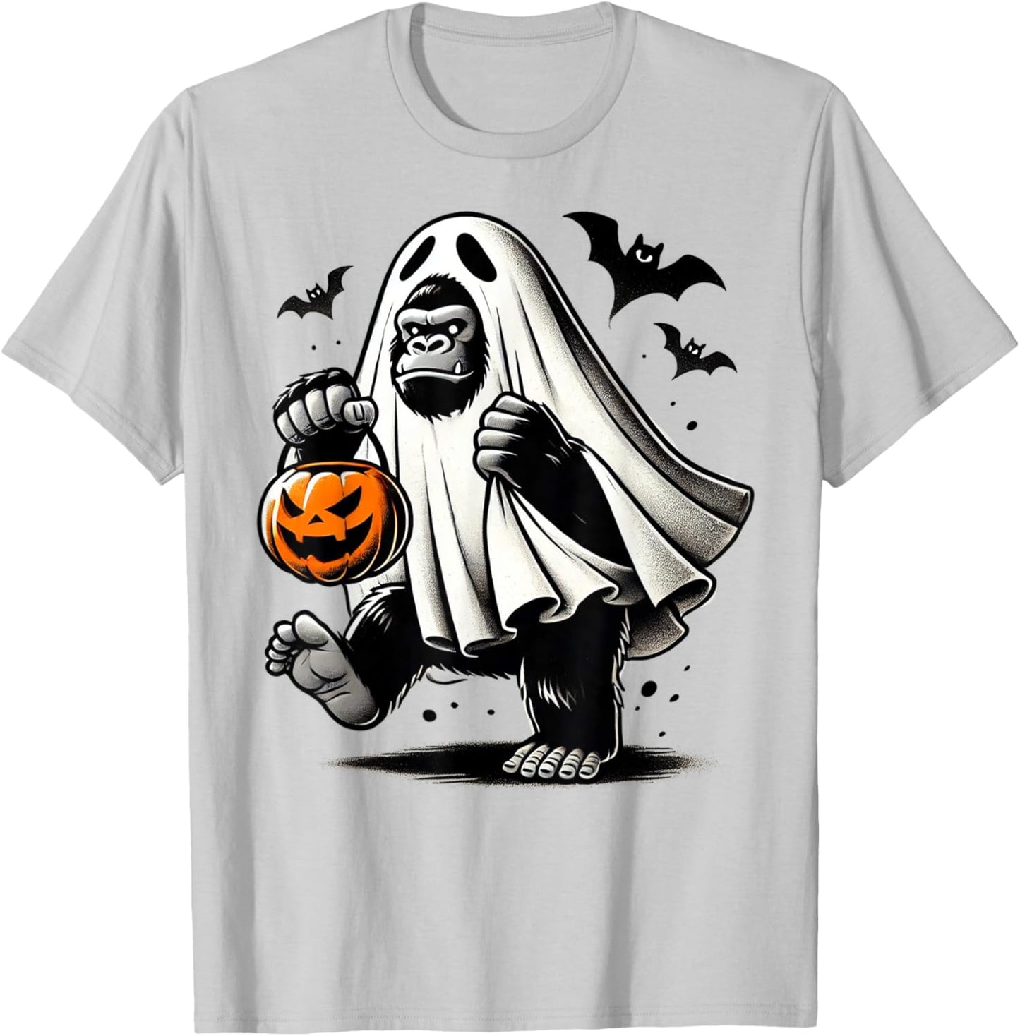 Funny Gorilla Halloween Ghost Costume Trick Or Treat Monkey T-Shirt - T-Shirt | Ash