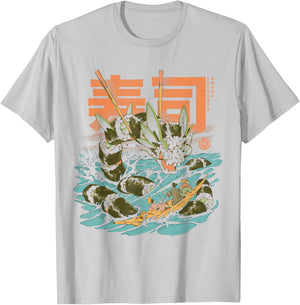 Cucumber Sushi Dragon Japanese Food Lovers Anime Dragon T-Shirt - T-Shirt | Ash