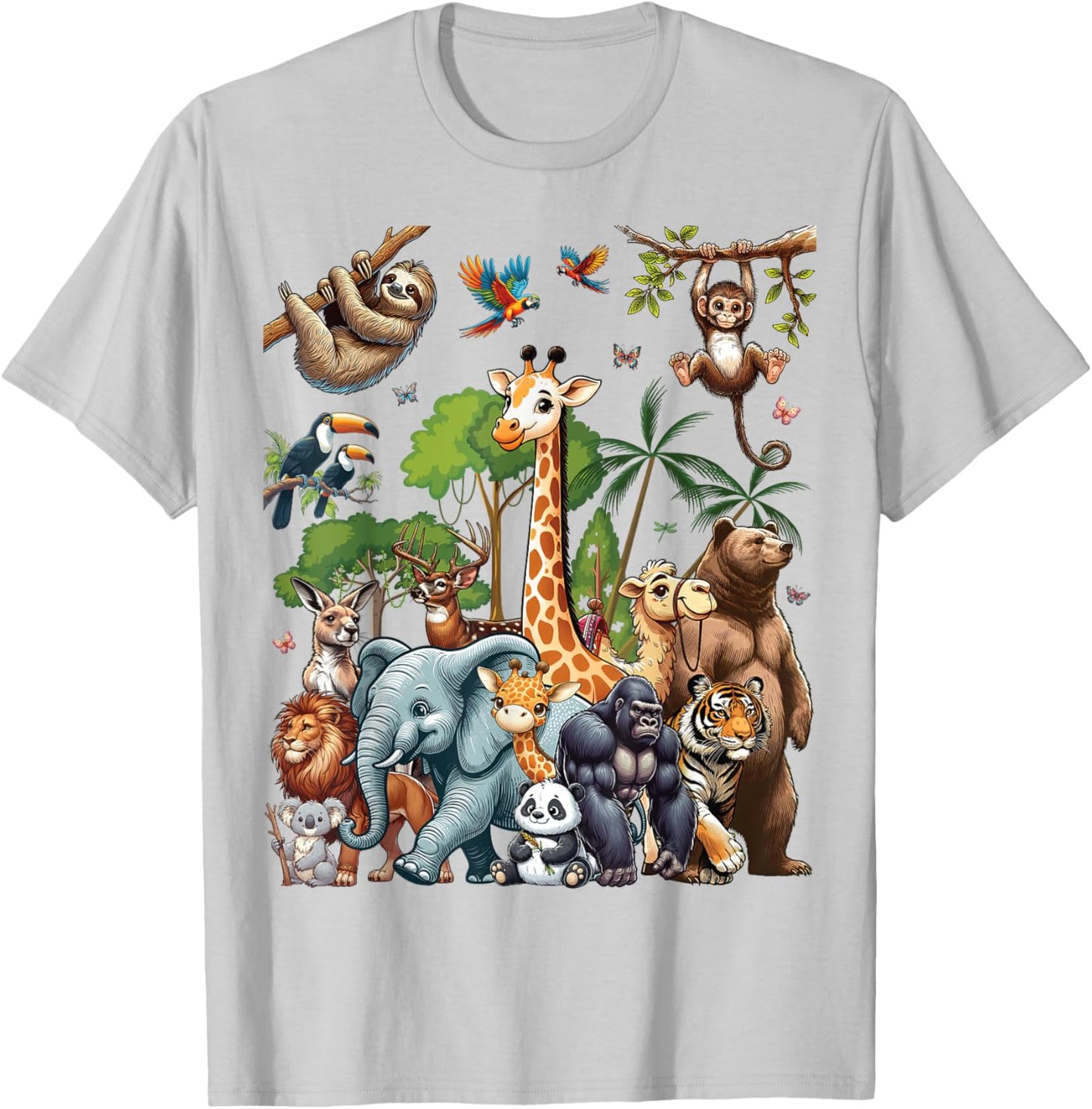 Zoo Animals Wildlife Safari Jungle Zoo Birthday Party T-Shirt - T-Shirt | Ash