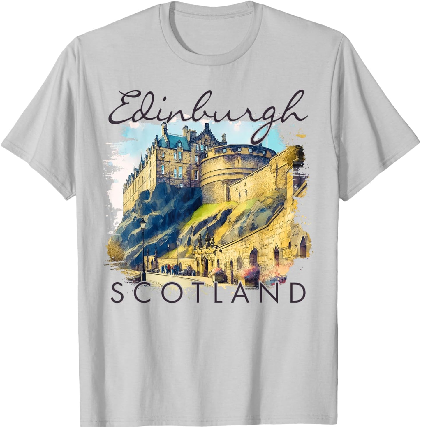 Edinburgh Scotland Travel Trip Edinburgh Castle Traveling T-Shirt - T-Shirt | Ash