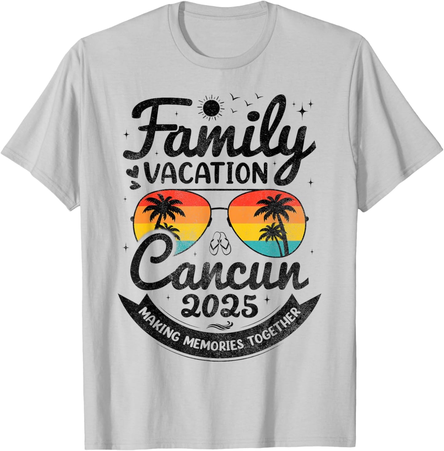 Vintage Family Vacation Cancun 2025 Beach Vacay Cancun Group T-Shirt - T-Shirt | Ash