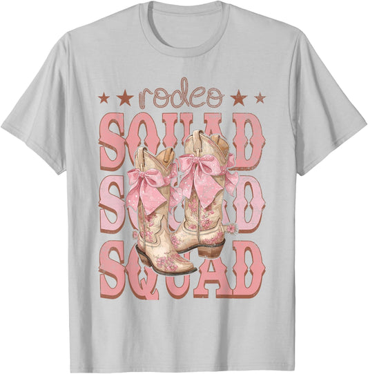 Rodeo Squad Pink Boots Coquette Cow-Girl Birthday Party T-Shirt - T-Shirt | Ash