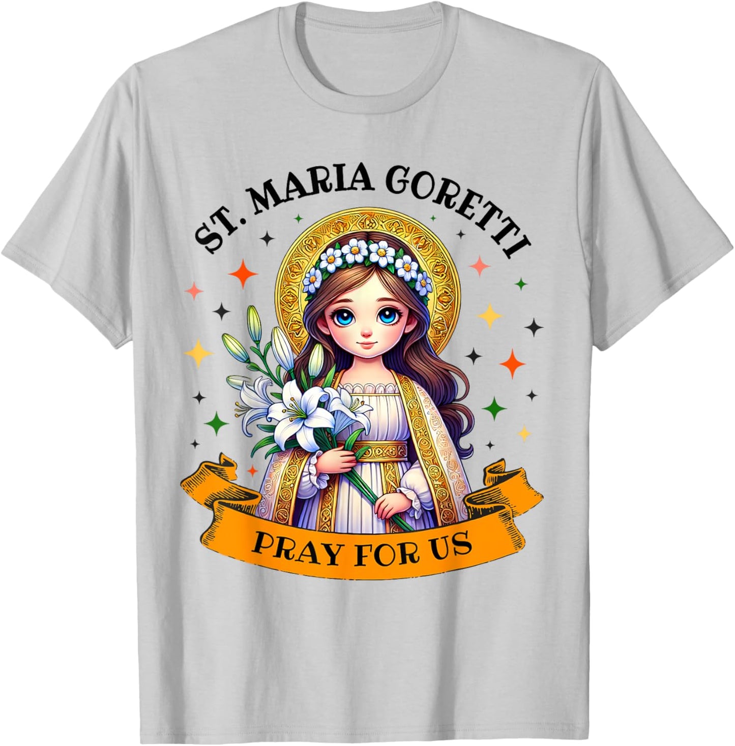 St Maria Goretti Lily Saints Catholic Saint for Kids girls T-Shirt - T-Shirt | Ash