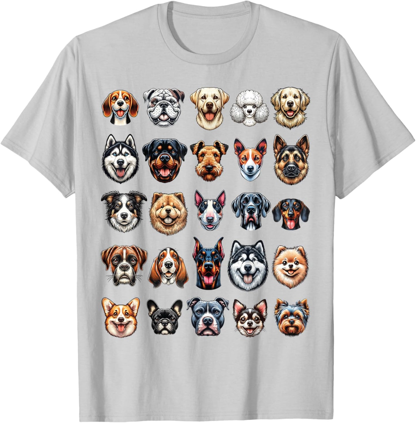 Types Of Dogs Breeds Chart Educational Canine Enthusiast T-Shirt - T-Shirt | Ash