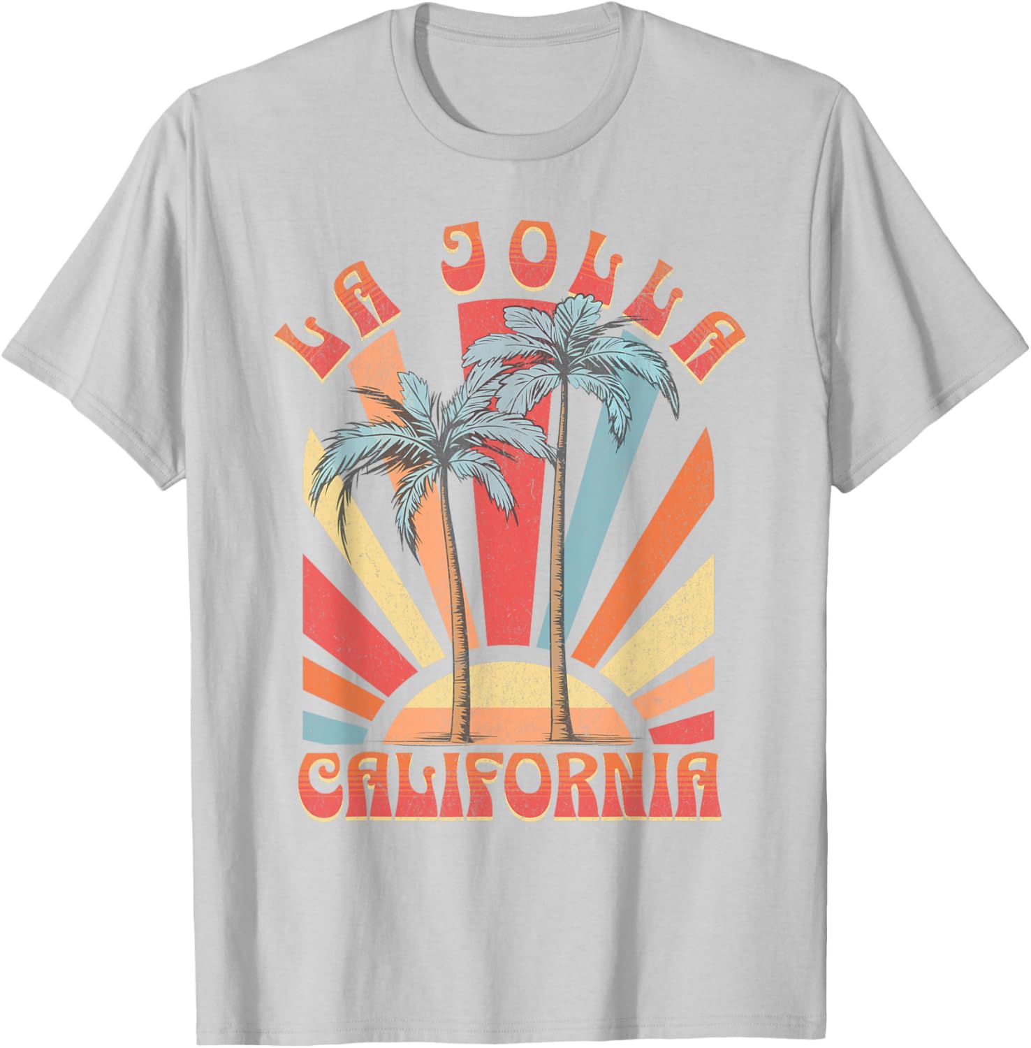 La Jolla Beach California Surfing Surf Ocean Retro - -Adults, Kids - Blue - Small - Short Sleeve T-Shirt - T-Shirt | Ash