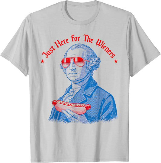 Im Just Here for The Wieners Funny Hotdog 4th July Men Women T-Shirt - T-Shirt | Ash
