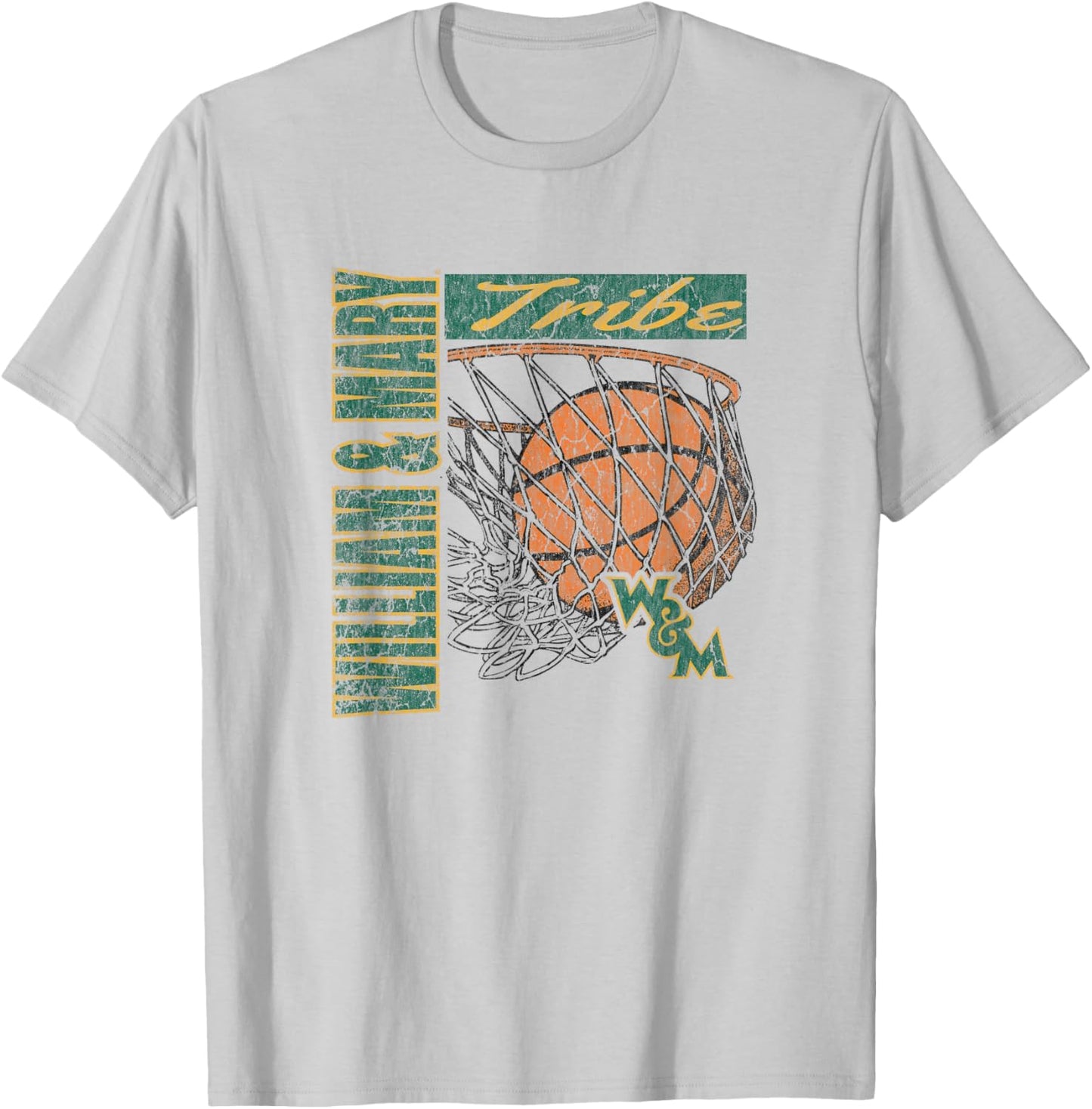 William & Mary Tribe Vintage Basketball 90's White T-Shirt - T-Shirt | Ash