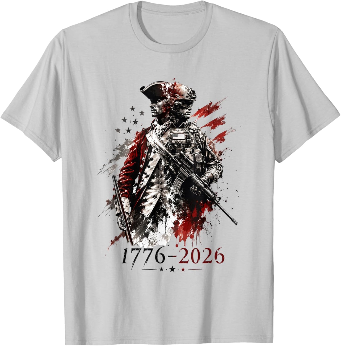 1776-2026 Patriotic Soldier 250th Anniversary 4th July T-Shirt - T-Shirt | Ash