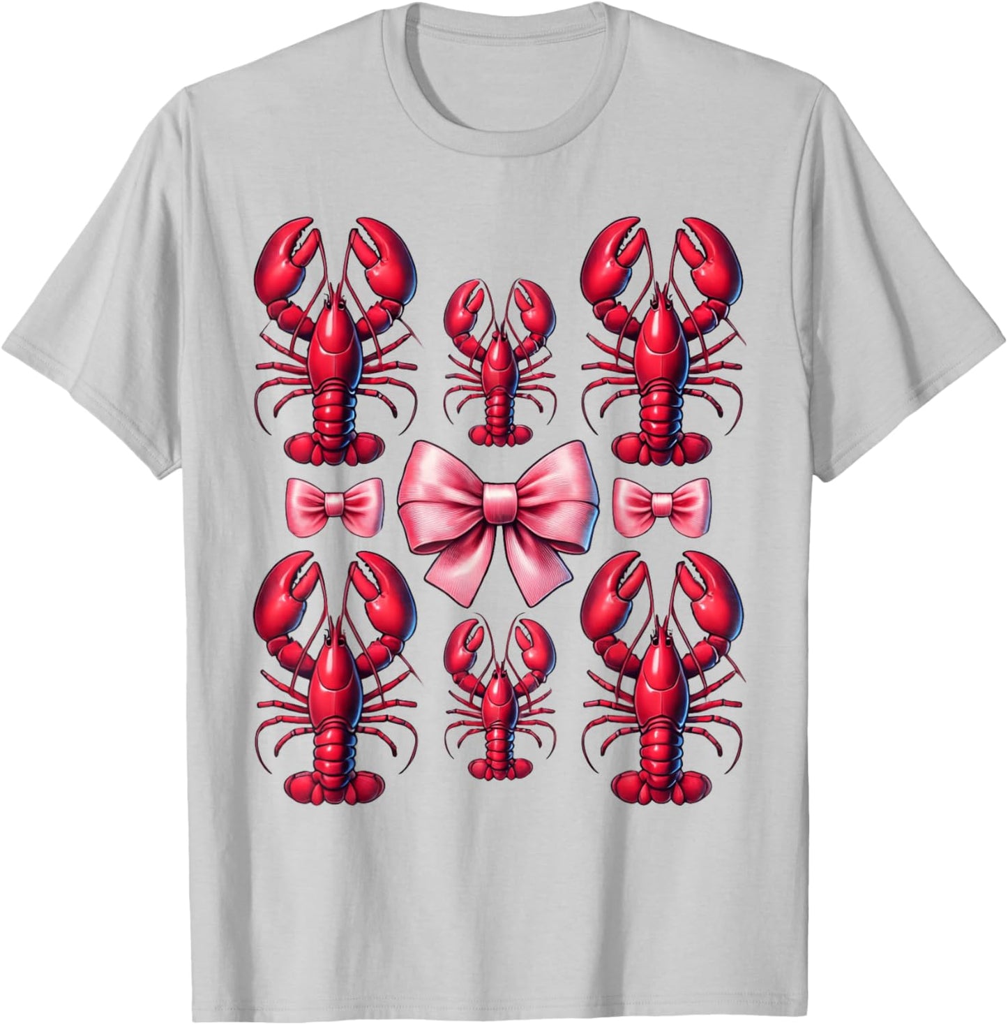 Pink Bow Cute Crawfish Crayfish Girls Women T-Shirt - T-Shirt | Ash
