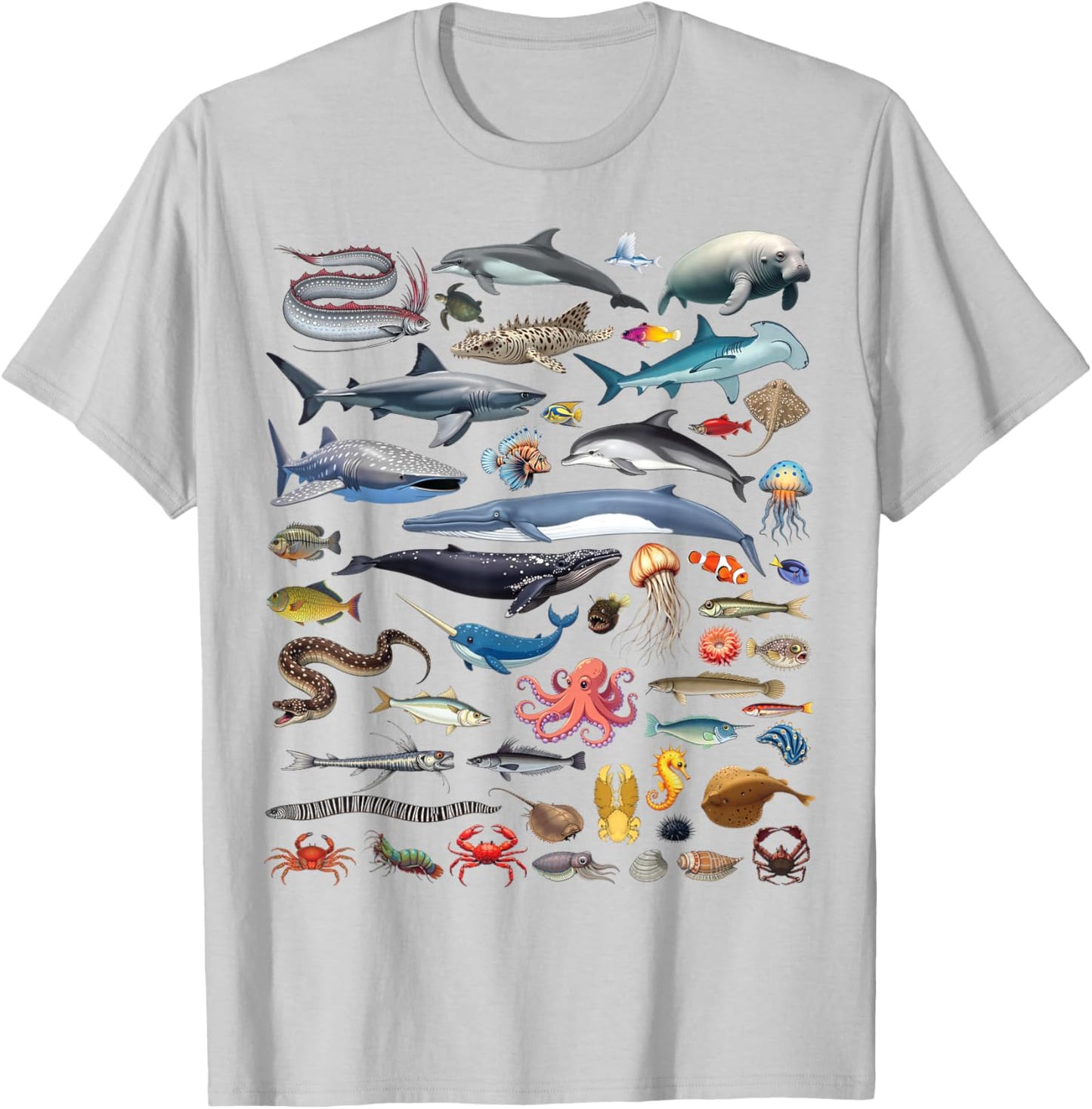 Ocean Creatures Collection Marine Life Sea Animals T-Shirt - T-Shirt | Ash