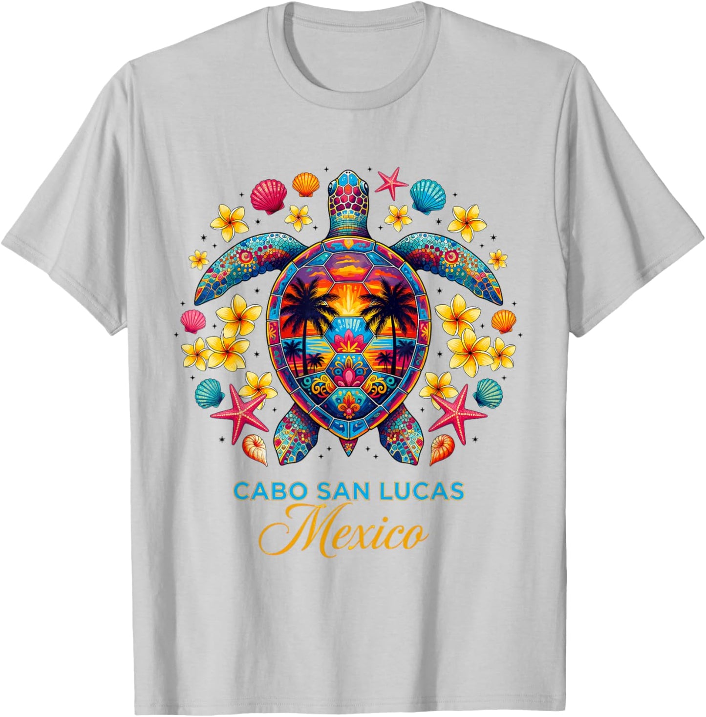 Cabo San Lucas Mexico Turtle Tropical Beach Sunset Summer T-Shirt - T-Shirt | Ash