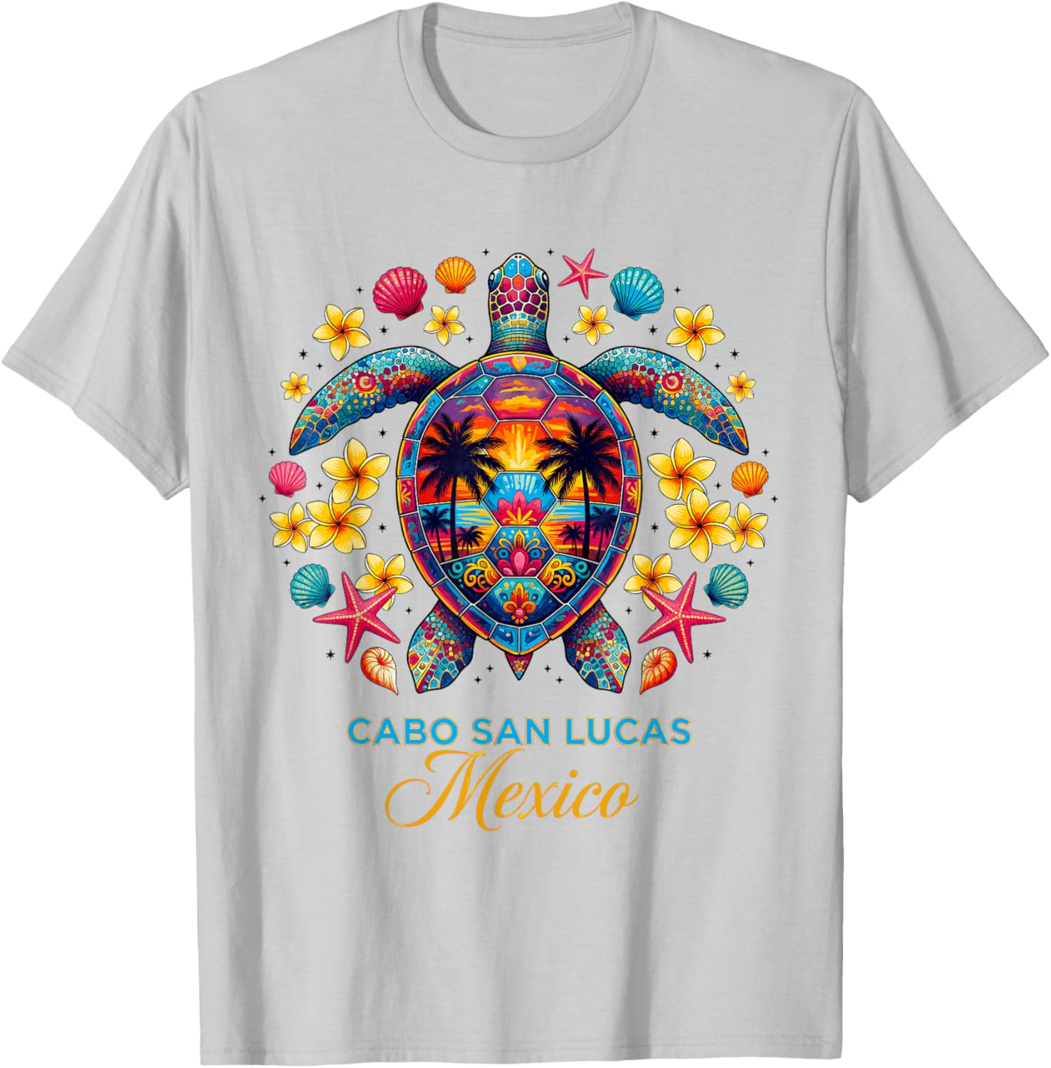 Cabo San Lucas Mexico Turtle Tropical Beach Sunset Summer T-Shirt - T-Shirt | Ash
