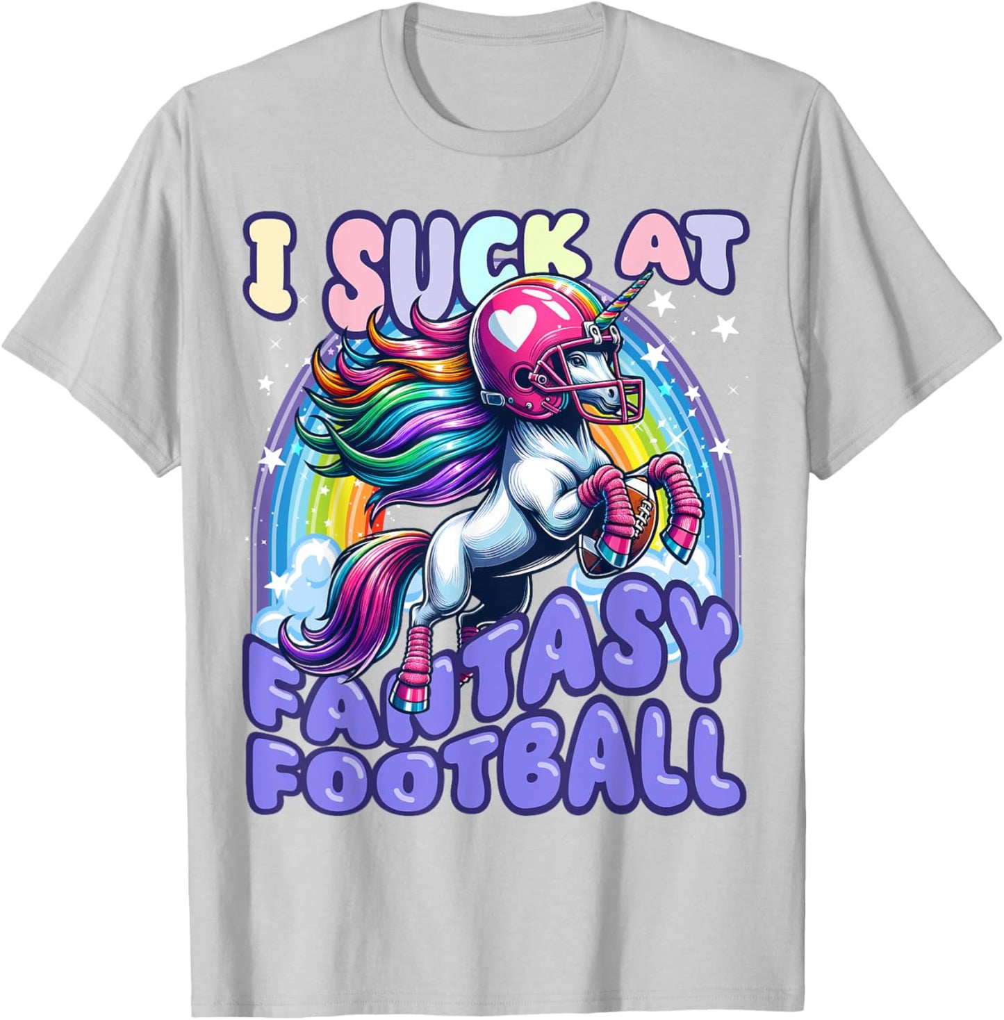 I Suck at Fantasy Football Unicorn Rainbow Loser Men T-Shirt - T-Shirt | Ash
